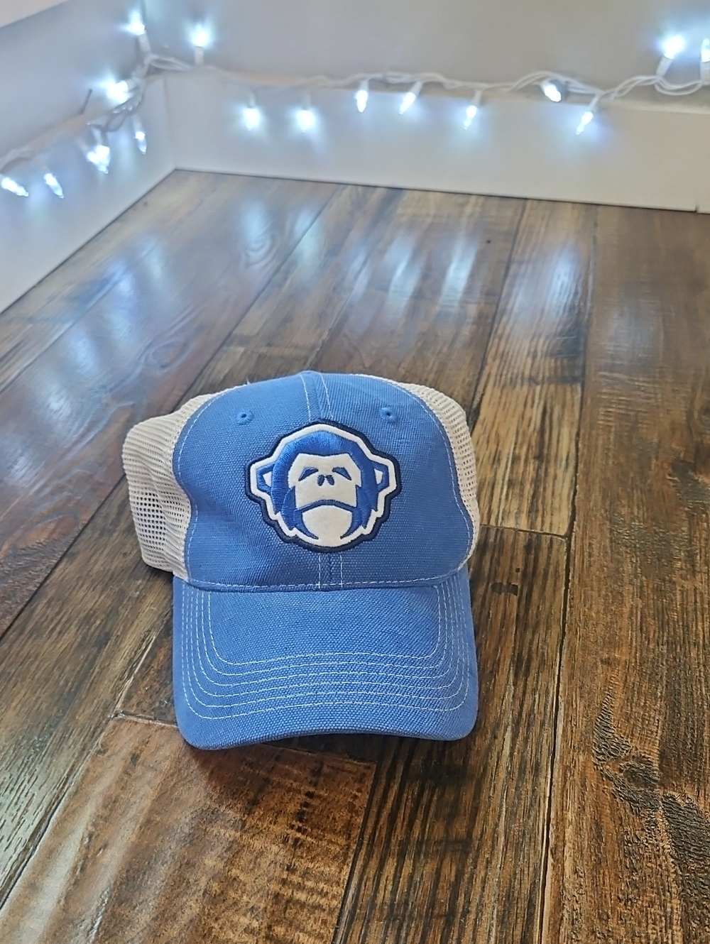 Howler Brothers Blue, Mesh-Back Men's Low Baseball Hat with Monkey Patch